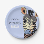 Personalisiert Baby Zebra Birthday Pappteller (Vorderseite)