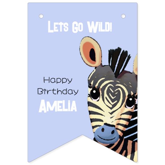 Personalisiert Baby Zebra Birthday Wimpelkette (Erste Fahne)