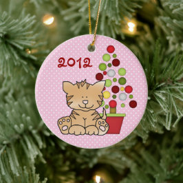 Personalisiert Baby's 1. Christmas Kitty Cat Girls Keramikornament