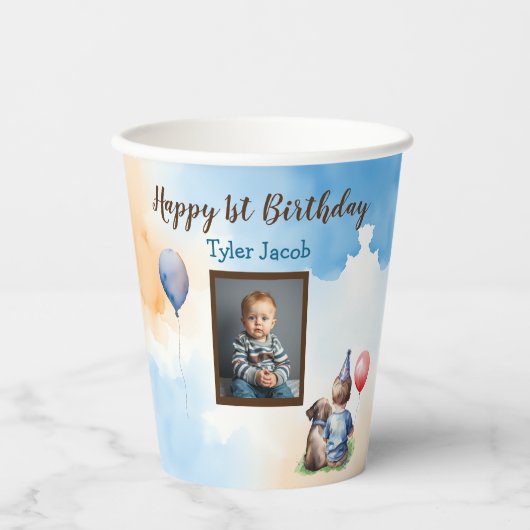 Personalisiert Baby's 1. Geburtstag Willkommen Pappbecher (Vorderseite)