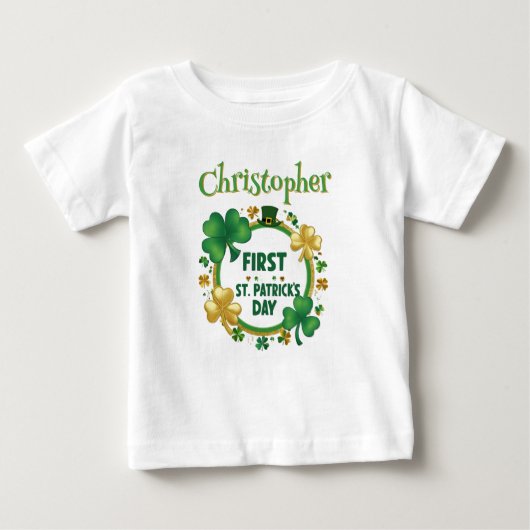 Personalisiert Baby's 1. St. Patrick's Day T - Shi Baby T-shirt (Vorderseite)