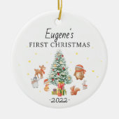 Personalisiert Baby's 1. Weihnachts-Rabbit-Deko Keramik Ornament (Vorne)