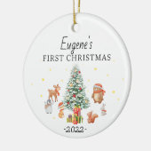 Personalisiert Baby's 1. Weihnachts-Rabbit-Deko Keramik Ornament (Links)