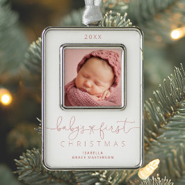 Personalisiert Baby's 1. Weihnachtsfest Foto Rahmen-Ornament Silber