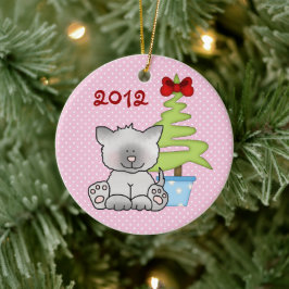 Personalisiert Baby's 1. Weihnachtskatzendekoratio Keramikornament