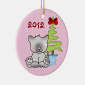 Personalisiert Baby's 1. Weihnachtskatzendekoratio Keramikornament (Rechts)