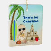 Personalisiert Baby's 1. Weihnachtsstrand Keramikornament (Rechts)