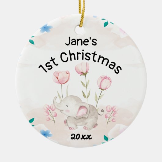 Personalisiert Baby's First Christmas 2022 Girl Keramik Ornament (Vorne)