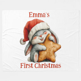 Personalisiert Baby's First Christmas Bunny Fleecedecke