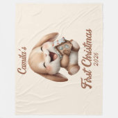 Personalisiert Baby's First Christmas Bunny Fleecedecke (Vorderseite)