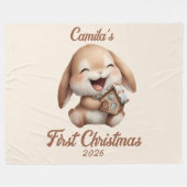 Personalisiert Baby's First Christmas Bunny Fleecedecke (Vorderseite (Horizontal))