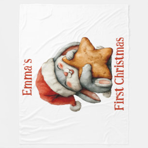 Personalisiert Baby's First Christmas Bunny Fleecedecke