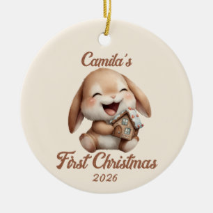 Personalisiert Baby's First Christmas Bunny Keramik Ornament