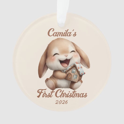 Personalisiert Baby's First Christmas Bunny Ornament (Vorderseite)