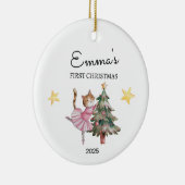 Personalisiert Baby's First Christmas, Cat Balleri Keramik Ornament (Rechts)