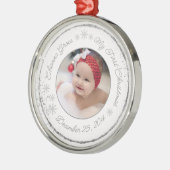 Personalisiert Baby's First Christmas Foto Glitzer Ornament Aus Metall (Links)