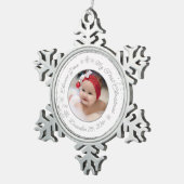 Personalisiert Baby's First Christmas Foto Glitzer Schneeflocken Zinn-Ornament (Rechts)