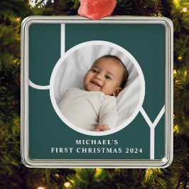 Personalisiert Baby's First Christmas Foto Green Ornament Aus Metall