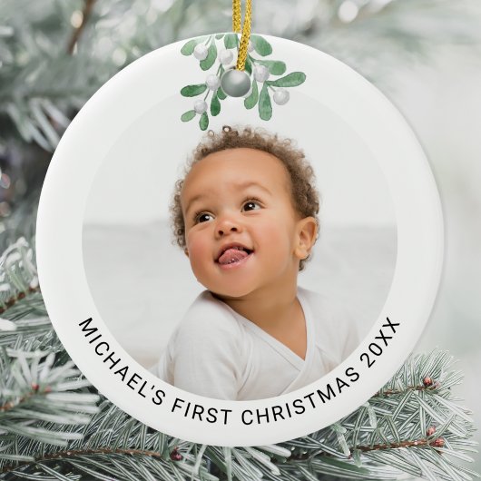Personalisiert Baby's First Christmas Foto Keramik Ornament