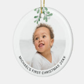 Personalisiert Baby's First Christmas Foto Keramik Ornament (Links)