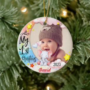 Personalisiert Baby's First Christmas Foto Ornamen Keramik Ornament