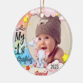 Personalisiert Baby's First Christmas Foto Ornamen Keramik Ornament (Links)