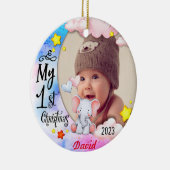 Personalisiert Baby's First Christmas Foto Ornamen Keramik Ornament (Rechts)