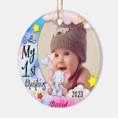 Personalisiert Baby's First Christmas Foto Ornamen Keramik Ornament (Links)