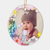 Personalisiert Baby's First Christmas Foto Ornamen Keramik Ornament (Links)