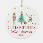 Personalisiert Baby's First Christmas Nutcracker Keramik Ornament (Vorne)