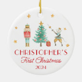 Personalisiert Baby's First Christmas Nutcracker Keramik Ornament (Hinten)