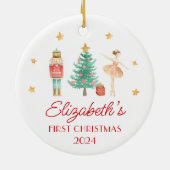 Personalisiert Baby's First Christmas Nutcracker Keramik Ornament (Hinten)