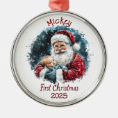 Personalisiert Baby's First Christmas Ornament Aus Metall (Vorne)