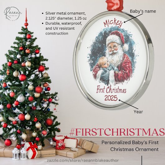Personalisiert Baby's First Christmas Ornament Aus Metall