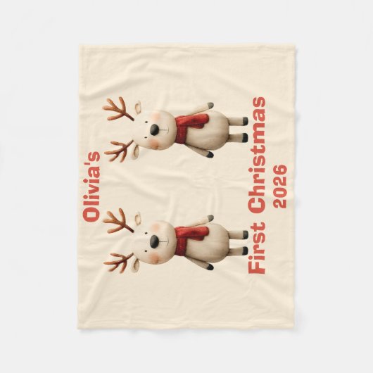 Personalisiert Baby's First Christmas Ornament Fleecedecke (Vorderseite)