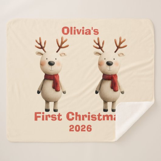 Personalisiert Baby's First Christmas Ornament Sherpadecke (Vorderseite (Horizontal))