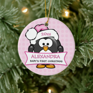 Personalisiert Baby's First Christmas Penguin Keramik Ornament