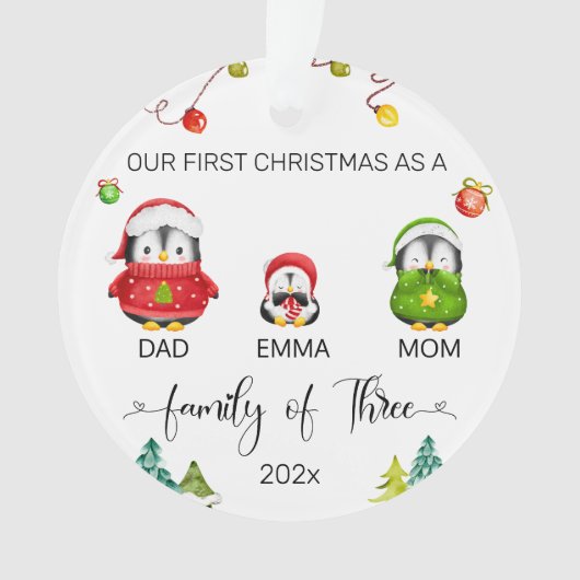 Personalisiert Baby's First Christmas Penguin Ornament (Vorderseite)