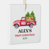 Personalisiert Baby's First Christmas Red Truck Xm Keramikornament (Rechts)