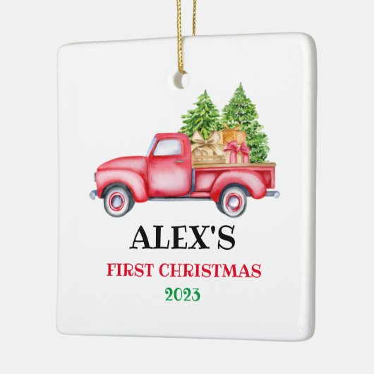 Personalisiert Baby's First Christmas Red Truck Xm Keramikornament (Links)