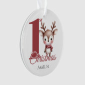 Personalisiert Baby's First Christmas Rentier Ornament (Vorderseite)