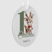 Personalisiert Baby's First Christmas Rentier Ornament (Vorderseite)