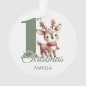 Personalisiert Baby's First Christmas Rentier Ornament (Vorderseite)
