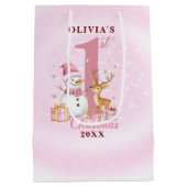 Personalisiert Baby's First Christmas Snowman Mittlere Geschenktüte (Rückseite)