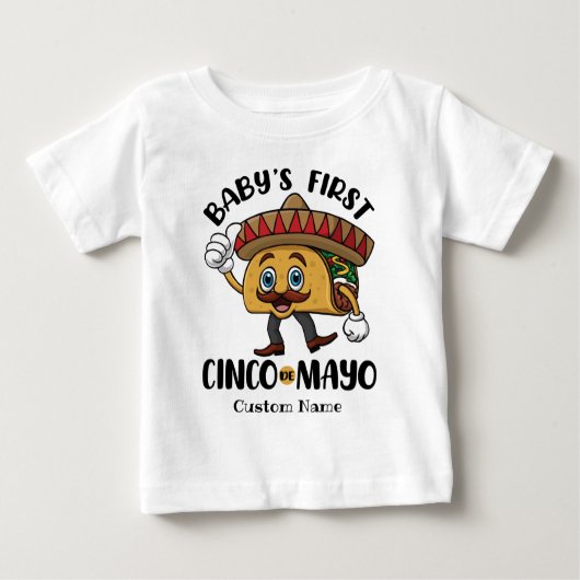 Personalisiert Baby's First Cinco de Mayo Baby T-shirt (Vorderseite)