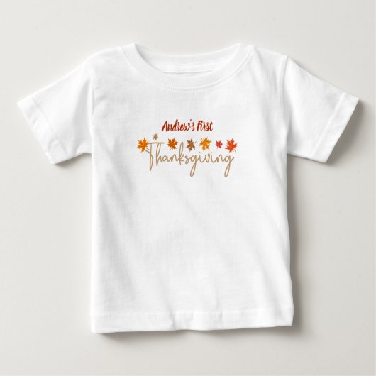Personalisiert Baby's First Erntedank Baby T-shirt (Vorderseite)