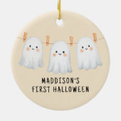 Personalisiert Baby's First Halloween Niedliche Ge Keramik Ornament (Hinten)