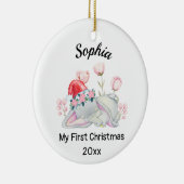 Personalisiert Baby's Girl My First Christmas 2023 Keramik Ornament (Rechts)