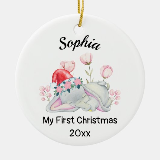 Personalisiert Baby's Girl My First Christmas 2023 Keramik Ornament (Vorne)