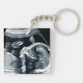 Personalisiert Baby's Sonogramm Expectant Daddy Schlüsselanhänger (Rückseite)
